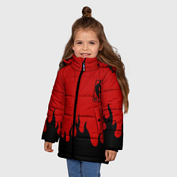 Куртка зимняя для девочки NBA огонь спорт текстура, цвет: 3D-красный — фото 2