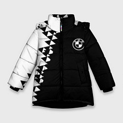 Куртка зимняя для девочки BMW sport geometry steel, цвет: 3D-черный