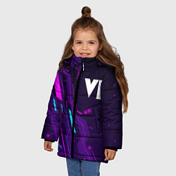 Куртка зимняя для девочки GTA 6 neon gaming, цвет: 3D-черный — фото 2