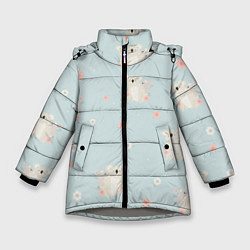 Зимняя куртка для девочки Коалы и цветы
