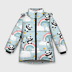 Зимняя куртка для девочки Панда на радуге