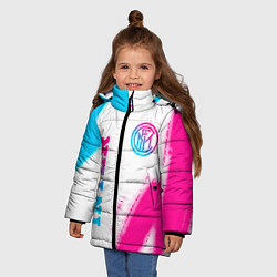 Куртка зимняя для девочки Inter neon gradient style вертикально, цвет: 3D-черный — фото 2