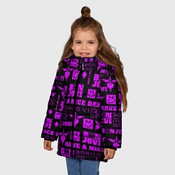 Куртка зимняя для девочки Bon Jovi neon pink rock, цвет: 3D-черный — фото 2