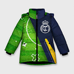 Куртка зимняя для девочки Real Madrid football field, цвет: 3D-черный