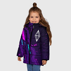 Куртка зимняя для девочки The Sims neon gaming, цвет: 3D-черный — фото 2