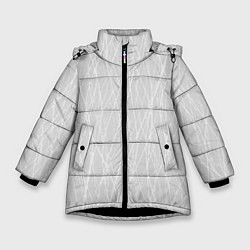Куртка зимняя для девочки Светлый серый волнистые линии, цвет: 3D-черный