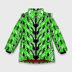 Куртка зимняя для девочки Зелёная техно броня, цвет: 3D-красный