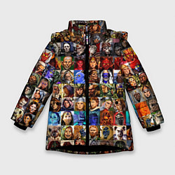 Куртка зимняя для девочки Портреты всех героев, цвет: 3D-черный