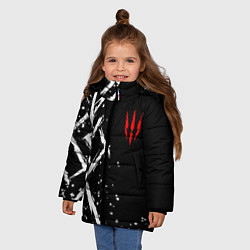 Куртка зимняя для девочки Ведьмак - белые руны, цвет: 3D-красный — фото 2