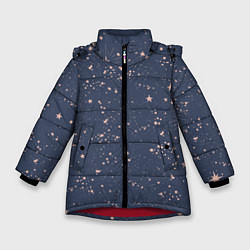 Куртка зимняя для девочки Космическое поле звёзд, цвет: 3D-красный