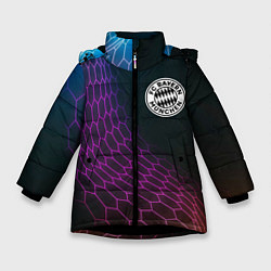 Куртка зимняя для девочки Bayern футбольная сетка, цвет: 3D-черный