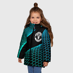 Куртка зимняя для девочки Manchester United football net, цвет: 3D-черный — фото 2