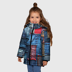 Куртка зимняя для девочки Джинсовая форма электрика, цвет: 3D-светло-серый — фото 2