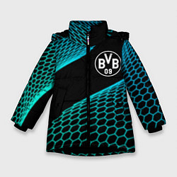 Куртка зимняя для девочки Borussia football net, цвет: 3D-черный