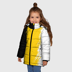 Куртка зимняя для девочки Имперский флаг России штрихи, цвет: 3D-черный — фото 2