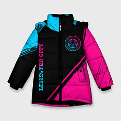 Куртка зимняя для девочки Leicester City - neon gradient вертикально, цвет: 3D-черный