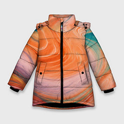 Куртка зимняя для девочки Мраморный паттерн, цвет: 3D-черный