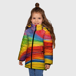 Куртка зимняя для девочки Рисунок масляной пастелью, цвет: 3D-светло-серый — фото 2