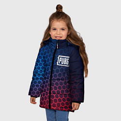 Куртка зимняя для девочки PUBG неоновые соты, цвет: 3D-черный — фото 2