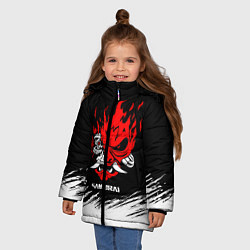 Куртка зимняя для девочки Логотип самурая из киберпанка 2077, цвет: 3D-черный — фото 2