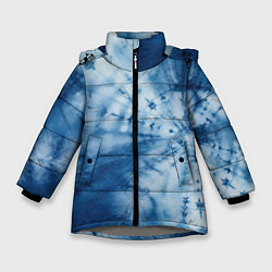 Куртка зимняя для девочки Синяя абстракция паутина, цвет: 3D-светло-серый
