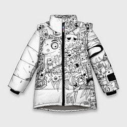 Куртка зимняя для девочки Дудлы с хамелеоном, цвет: 3D-светло-серый