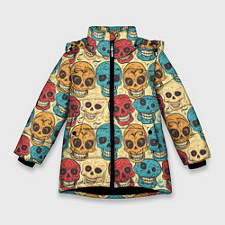 Куртка зимняя для девочки День мёртвых, цвет: 3D-черный