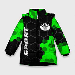 Куртка зимняя для девочки Daewoo green sport hexagon, цвет: 3D-черный