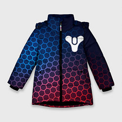 Куртка зимняя для девочки Destiny неоновые соты, цвет: 3D-черный