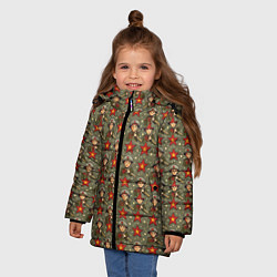 Куртка зимняя для девочки 9 мая солдаты паттерн, цвет: 3D-красный — фото 2