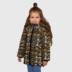 Куртка зимняя для девочки Золотистая текстурная броня, цвет: 3D-светло-серый — фото 2
