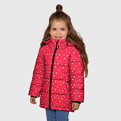 Куртка зимняя для девочки Розово-красный со звёздочками, цвет: 3D-красный — фото 2