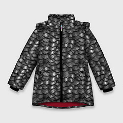 Куртка зимняя для девочки Железная броня текстура, цвет: 3D-красный