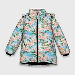 Куртка зимняя для девочки Паттерн сирень паттерн, цвет: 3D-черный