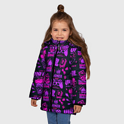 Куртка зимняя для девочки Virtual reality lettering, цвет: 3D-светло-серый — фото 2