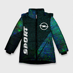 Куртка зимняя для девочки Opel sport glitch blue, цвет: 3D-черный