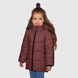 Куртка зимняя для девочки Тёмный красный паттерн однотонный, цвет: 3D-черный — фото 2
