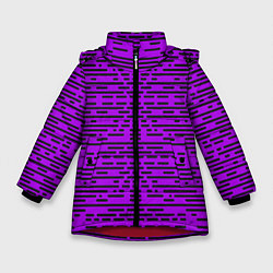 Зимняя куртка для девочки Чёрные полосы на фиолетовом фоне