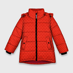 Куртка зимняя для девочки Сочный красный паттерн сетка, цвет: 3D-красный