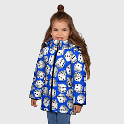 Куртка зимняя для девочки Игральные кубики узор, цвет: 3D-черный — фото 2