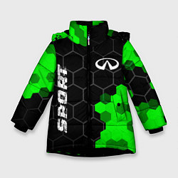 Куртка зимняя для девочки Infiniti green sport hexagon, цвет: 3D-черный