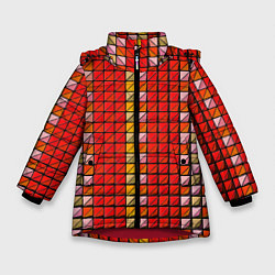 Зимняя куртка для девочки Красные плитки