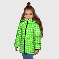 Куртка зимняя для девочки Зелёные лепестки шестиугольники, цвет: 3D-красный — фото 2