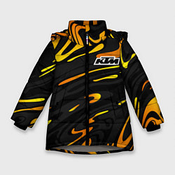 Куртка зимняя для девочки KTM - orange liquid, цвет: 3D-светло-серый
