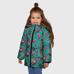 Куртка зимняя для девочки Паттерн объемные волки, цвет: 3D-красный — фото 2