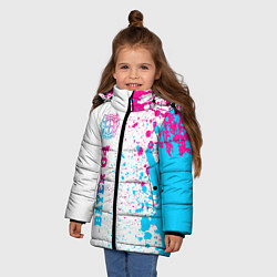 Куртка зимняя для девочки Bayer 04 neon gradient style по-вертикали, цвет: 3D-черный — фото 2