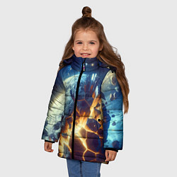 Куртка зимняя для девочки Взрыв планеты - космос от нейросети, цвет: 3D-черный — фото 2