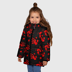 Куртка зимняя для девочки Blood hands паттерн, цвет: 3D-светло-серый — фото 2