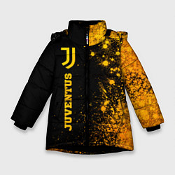 Куртка зимняя для девочки Juventus - gold gradient по-вертикали, цвет: 3D-черный