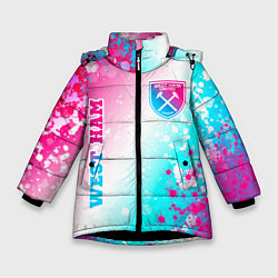 Зимняя куртка для девочки West Ham neon gradient style вертикально